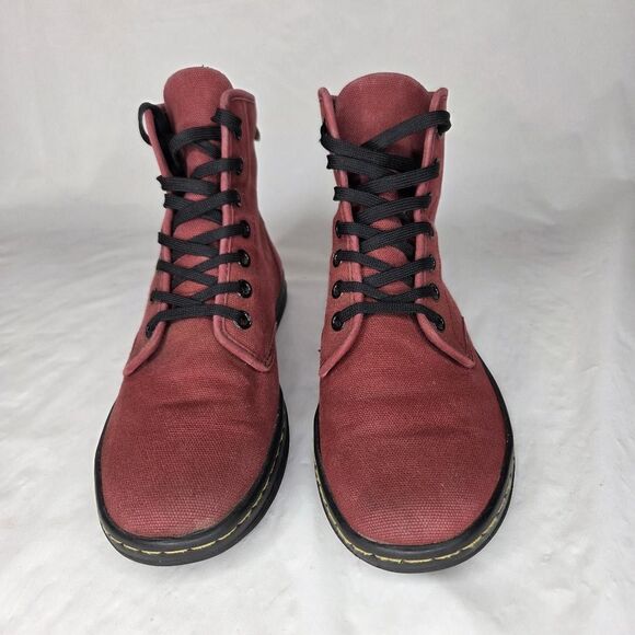 Dr Doc Martens Boots Women's 7 Shoreditch Canvas Boots Shoes Red High Top - Picture 3 of 8